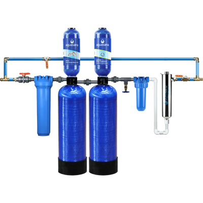 Rhino&reg; Well Water with UV, Tall Salt-Free Water Conditioner, Pro-Grade Bypass Kit and Low Maintenance Pre-Filter